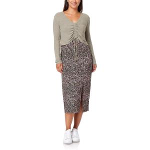 imageWallFlower womens 2piece Sweater and Dress SetBlackBrown Floral  Vetiver Green Cardigan