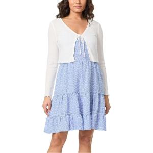 imageWallFlower womens 2piece Sweater and Dress SetCream Blue Floral