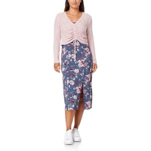 imageWallFlower womens 2piece Sweater and Dress SetDusty Blue Floral  Mauve Cardigan