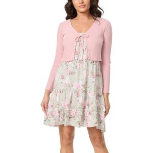 imageWallFlower womens 2piece Sweater and Dress SetPink Sage Floral