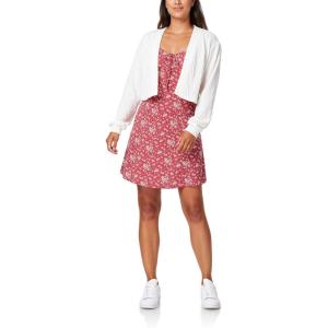 imageWallFlower womens 2piece Sweater and Dress SetRed and White Daisy Floral  White Cardigan