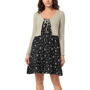 imageWallFlower womens 2piece Sweater and Dress SetSage Black Floral