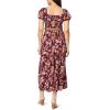 imageWallFlower Womens Alma Rayon Challis Puff Sleeve Smocked Belted Maxi DressWindsor Wine