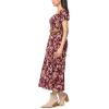 imageWallFlower Womens Alma Rayon Challis Puff Sleeve Smocked Belted Maxi DressWindsor Wine