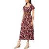 imageWallFlower Womens Alma Rayon Challis Puff Sleeve Smocked Belted Maxi DressWindsor Wine