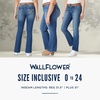 image:imageWallFlower Womens Legendary Slim Bootcut MidRise Belted Insta Stretch Juniors Jeans Standard and PlusEllery